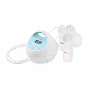 Spectra S1 Plus breast pump with bottles connected zoomed in