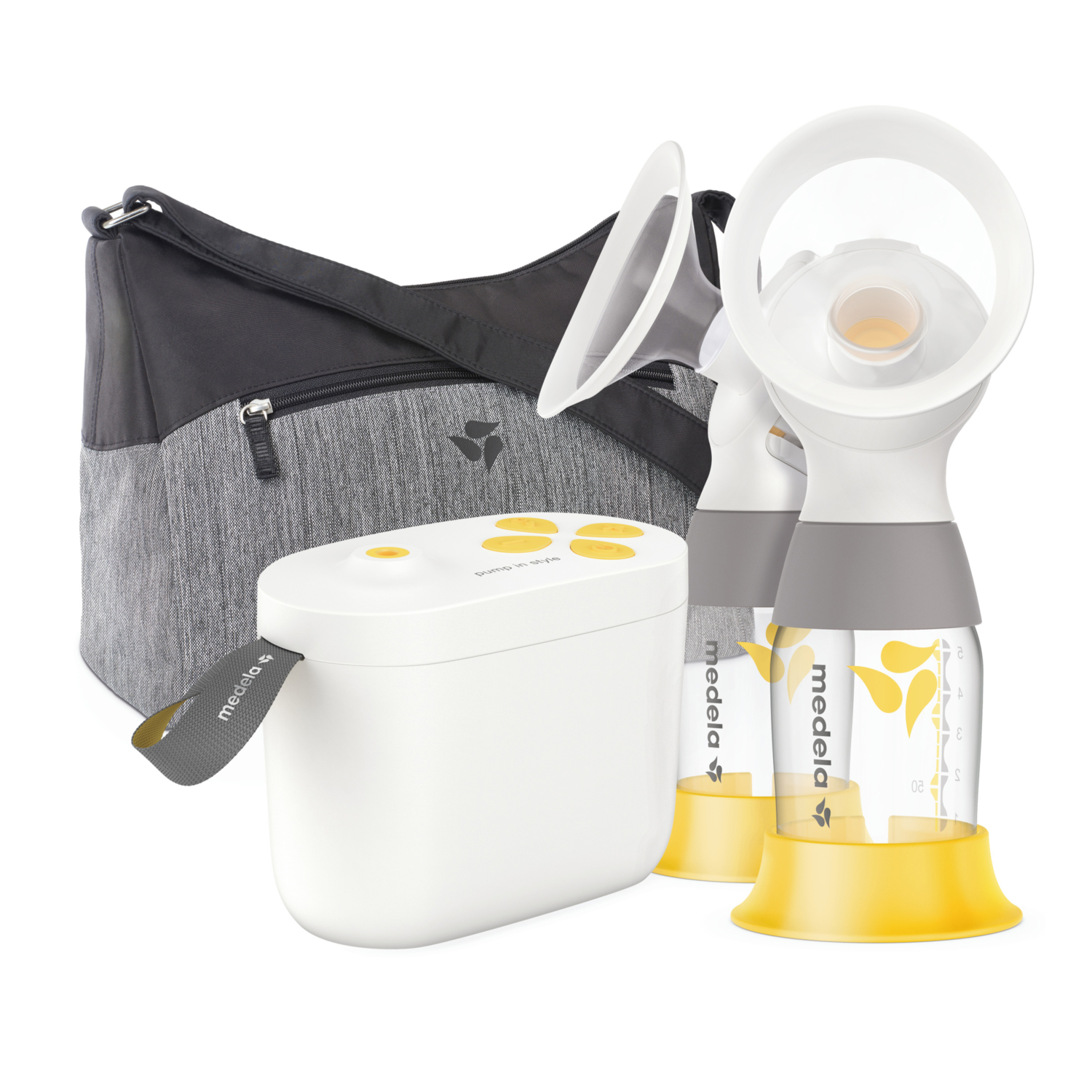 Medela Pump in style with Maxflow Breast Pump with bag side view