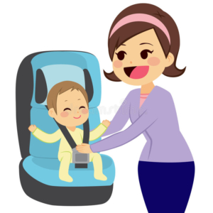 Mother Putting Baby into car seat