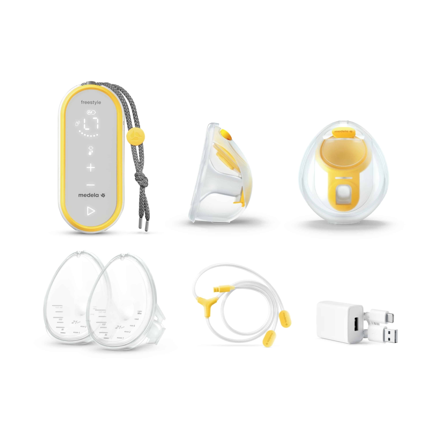 Medela Freestyle Hands-free Double Electric Breast Pump with parts and supplies